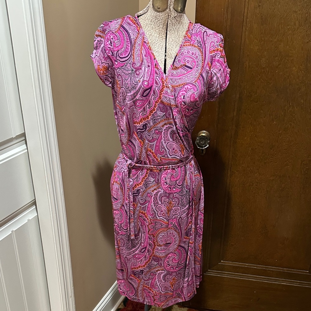 Ann Taylor Pink Paisley Wrap Dress